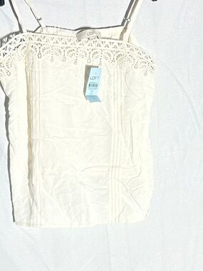 LOFT Cream Crochet-Trim Camisole